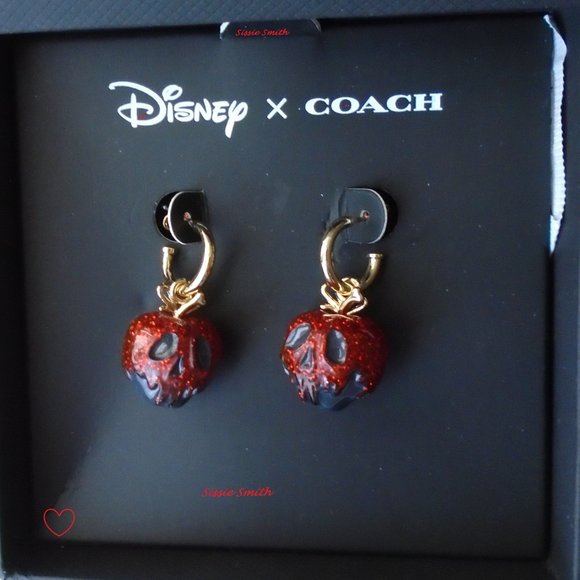 Disney X Coach Poison Apple Huggies Earrings - NWT - Picture 4 of 8